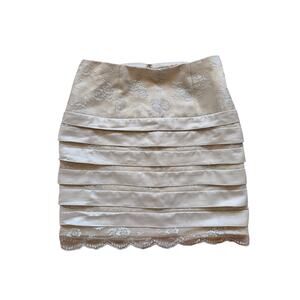 K Studio Lace Skirt Women Size 10 Beige Tan Pencil Skirt Bridal Shower Wedding